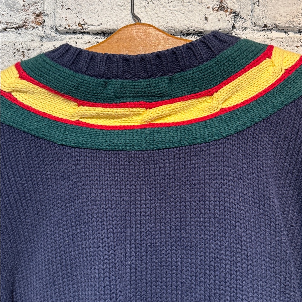 Vintage Tommy Hilfiger Navy Argyle V-Neck Sweater - Picture 5 of 6